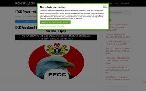 EFCC Recruitment Form 2020/2021 Is Out: See How To Apply