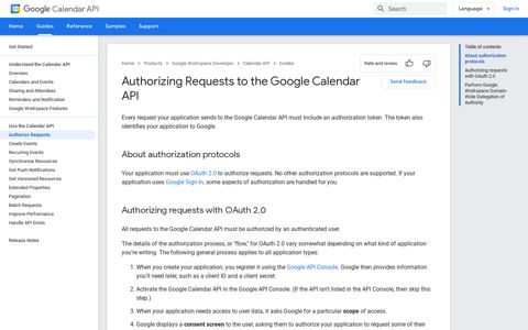 Authorizing Requests to the Google Calendar API | Google ...