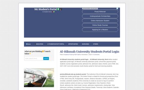 Al-Hikmah University Students Portal Login - NG Student's ...