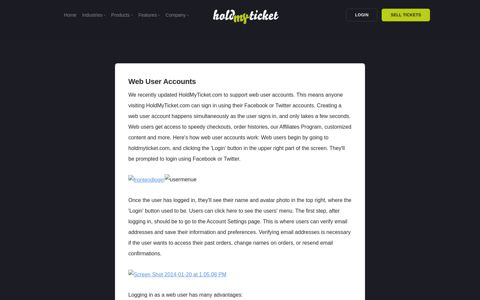 Web User Accounts - HoldMyTicket