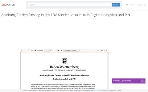 Anleitung für den Einstieg in das LBV-Kundenportal mittels ...