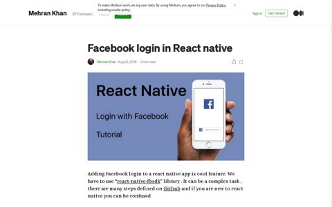 Facebook login in React native - Medium