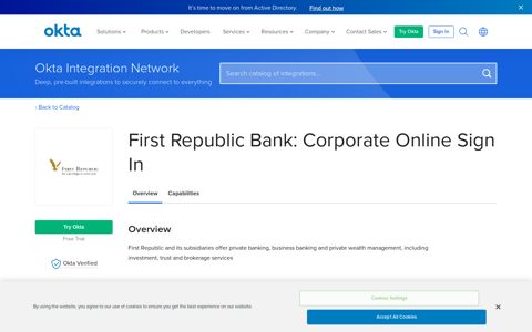 First Republic Bank: Corporate Online Sign In | Okta