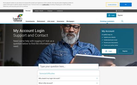 My Account Login support | Legal & General