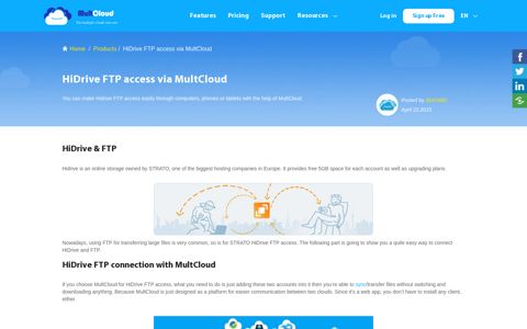 HiDrive FTP access via MultCloud