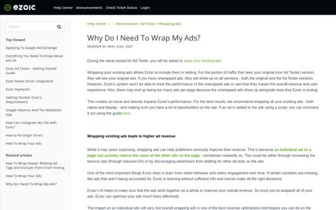 Why Do I Need To Wrap My Ads? - Ezoic Support & Help