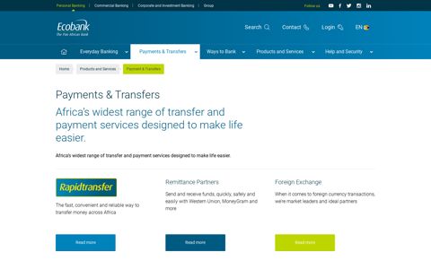 Payment & Transfers - Ecobank
