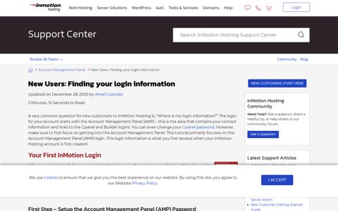 New Users: Finding your login information - InMotion Hosting