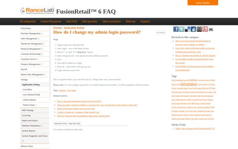How do I change my ... - RanceLab® FusionRetail™ 6 FAQ