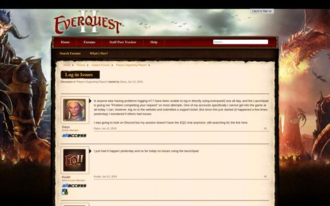 Log-in Issues | EverQuest 2 Forums