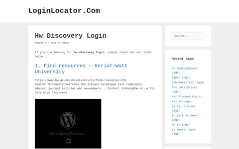 Hw Discovery Login - LoginLocator.Com