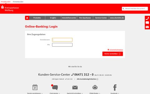Login Online-Banking - Kreissparkasse Weilburg