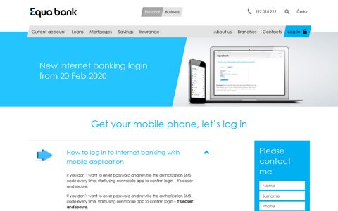 New Internet banking login - Equa bank