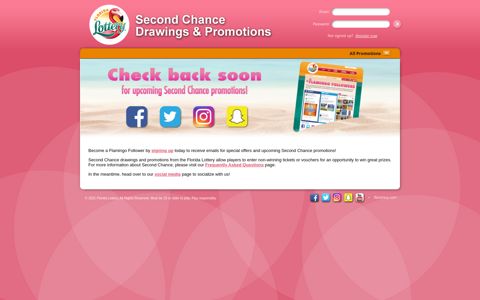 Florida Lottery Second Chance Drawings & Promotions: Home