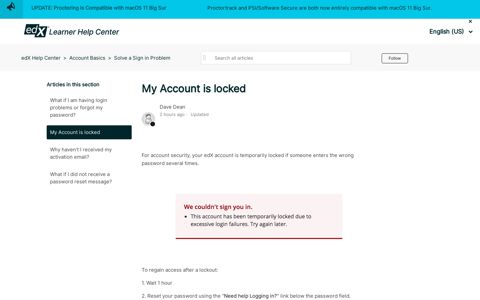 My Account is locked – edX Help Center