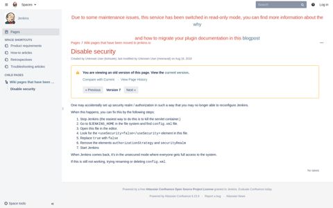 Disable security - Jenkins - Jenkins Wiki