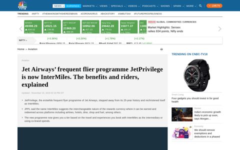 Jet Airways' frequent flier programme JetPrivilege is now ...
