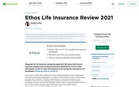 Ethos Life Insurance Review 2020 - NerdWallet