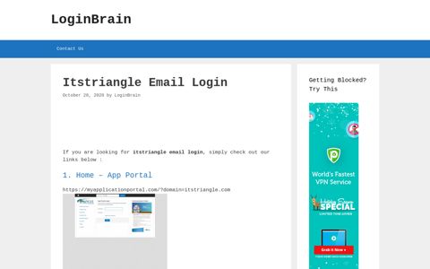 Itstriangle Email - Home - App Portal - LoginBrain