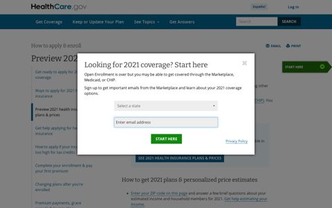 Marketplace health insurance plans and prices | HealthCare.gov
