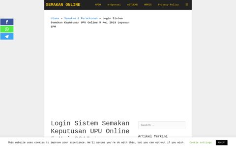Login Sistem Semakan Keputusan UPU Online 5 Mei 2019 ...