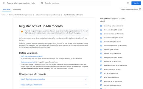 Registro.br: Set up MX records - Google Workspace Admin Help