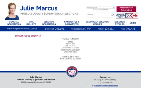 Circuit Judge Group 40 - Pinellas County Supervisor of Elections