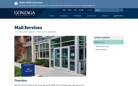 Mail Services | Gonzaga University