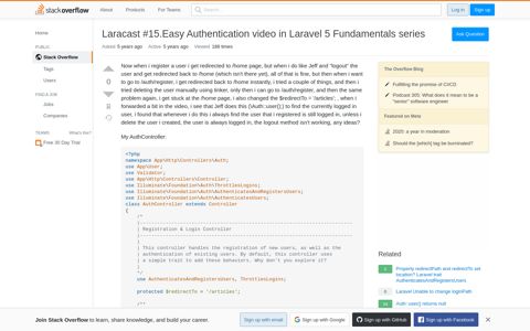 Laracast #15.Easy Authentication video in Laravel 5 ...