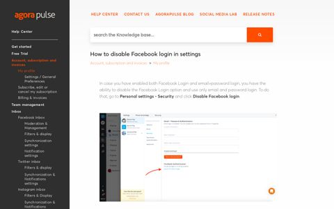 How to disable Facebook login in settings - Agorapulse