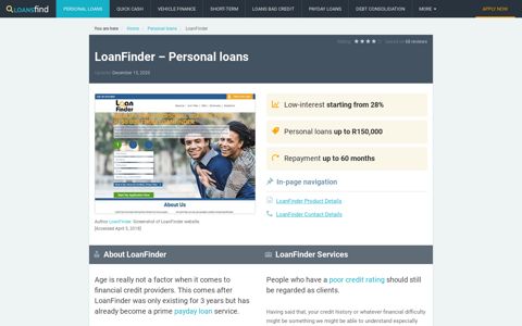 LoanFinder – Personal Loans Up to R150,000 | LoansFind
