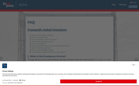Frequently Asked Questions | Eurailpress Archiv