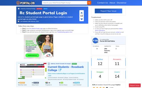 Rc Student Portal Login - Portal-DB.live