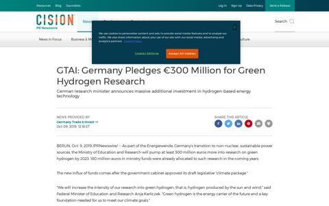 GTAI: Germany Pledges €300 Million for Green Hydrogen ...