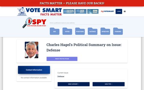 Charles Hagel's Political Summary on Issue: Defense - Vote Smart