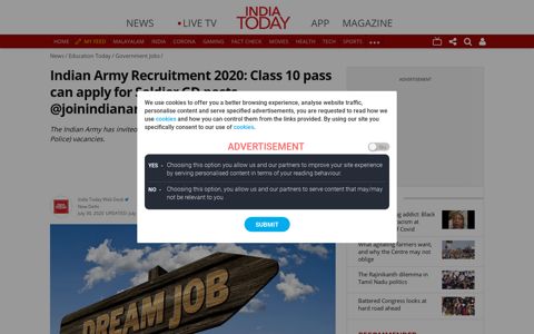 Indian Army Recruitment 2020: Class 10 pass can apply for ...