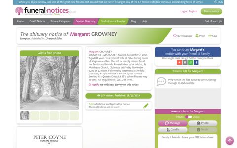 Margaret GROWNEY - Funeral Notices