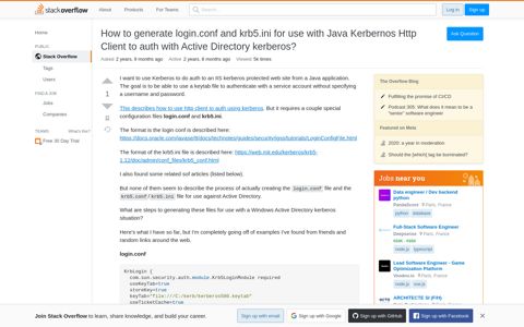 How to generate login.conf and krb5.ini for use with Java ...