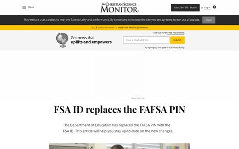 FSA ID replaces the FAFSA PIN - CSMonitor.com