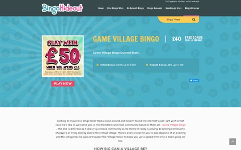 Game Village Bingo - Get £40 Bingo bonus at GameVillage ...