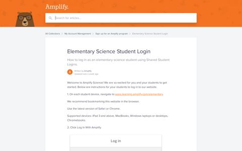Elementary Science Student Login | Amplify Help Center