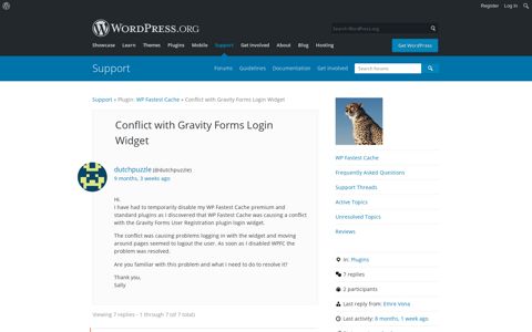 Conflict with Gravity Forms Login Widget | WordPress.org