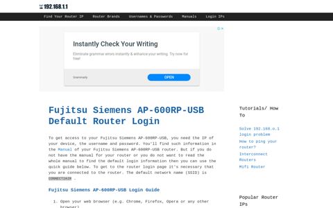 Fujitsu Siemens AP-600RP-USB - Default login IP, default ...