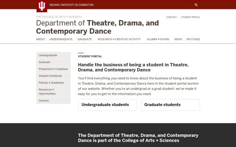 Student Portal: Department of Theatre, Drama, and ...