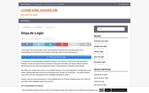 finya.de Login - Login-einloggen.de