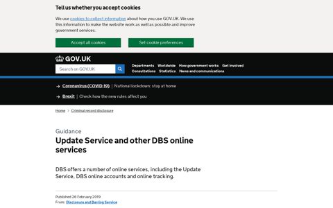 Update Service and other DBS online services - GOV.UK