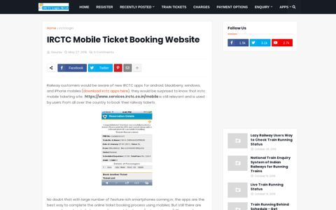 IRCTC Mobile Ticket Booking Website - IrctcLoginIndia
