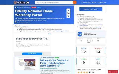 Fidelity National Home Warranty Portal