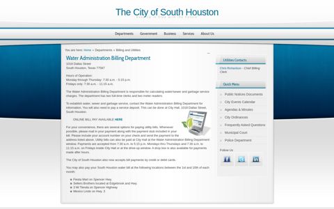 Billing and Utilities - City of South Houston, Texas
