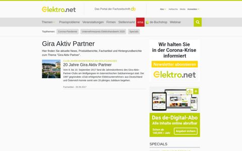 Übersicht zum Thema Gira Aktiv Partner - elektro.net